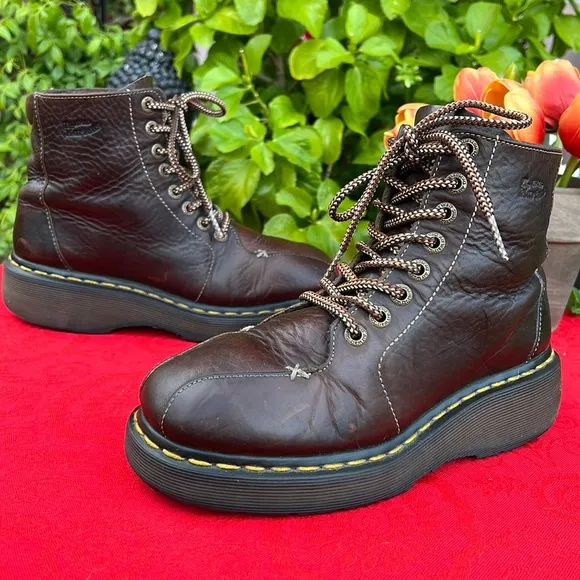 Dr. Martens Vintage Wedge Platform Brown Leather Boots