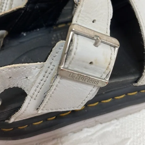 DR MARTENS Voss Light Grey Platform Leather Sandals Size 6