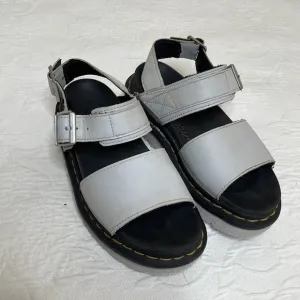 DR MARTENS Voss Light Grey Platform Leather Sandals Size 6
