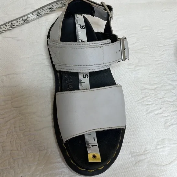 DR MARTENS Voss Light Grey Platform Leather Sandals Size 6