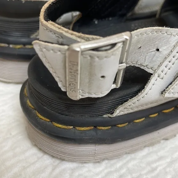 DR MARTENS Voss Light Grey Platform Leather Sandals Size 6