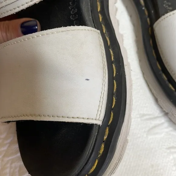 DR MARTENS Voss Light Grey Platform Leather Sandals Size 6