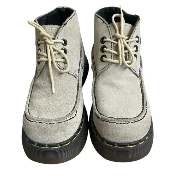 Dr Martens Vtg 8354Grey Suede Leather Platform England Shoes Usa 6 Lady men 5