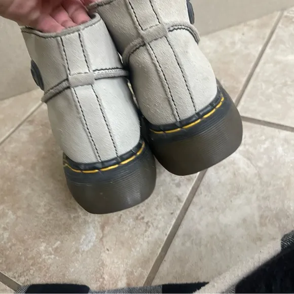 Dr Martens Vtg 8354Grey Suede Leather Platform England Shoes Usa 6 Lady men 5