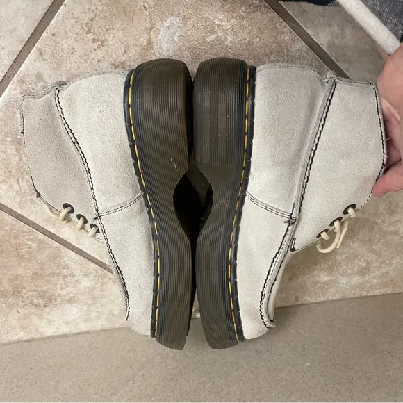 Dr Martens Vtg 8354Grey Suede Leather Platform England Shoes Usa 6 Lady men 5