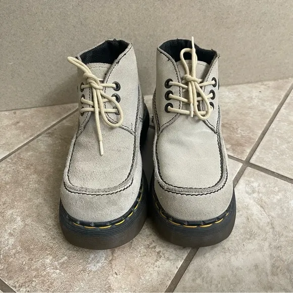Dr Martens Vtg 8354Grey Suede Leather Platform England Shoes Usa 6 Lady men 5