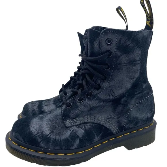 Dr. Martens Womens Shoes Pascal Boots Sz 5 Black Tie Dye Combat Casual Trendy