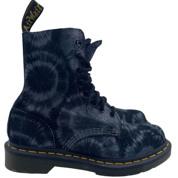 Dr. Martens Womens Shoes Pascal Boots Sz 5 Black Tie Dye Combat Casual Trendy