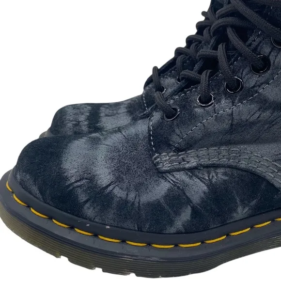 Dr. Martens Womens Shoes Pascal Boots Sz 5 Black Tie Dye Combat Casual Trendy