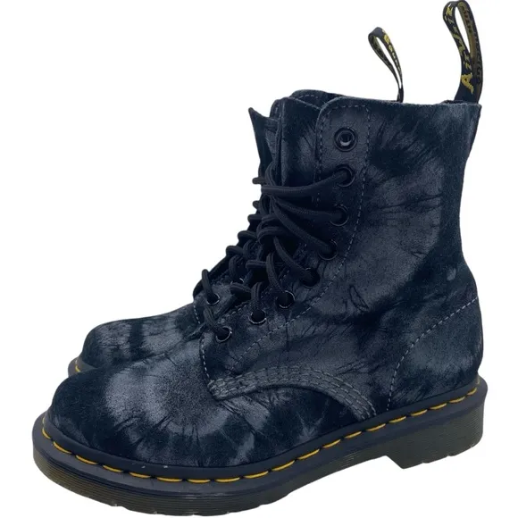 Dr. Martens Womens Shoes Pascal Boots Sz 5 Black Tie Dye Combat Casual Trendy