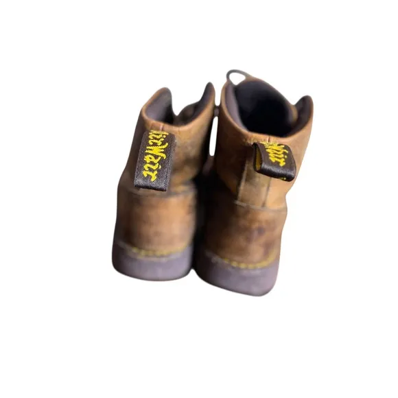 Dr. Martens Zachary Leather Ankle Boots Distressed Brown Lace Up Size 9 M Y2K