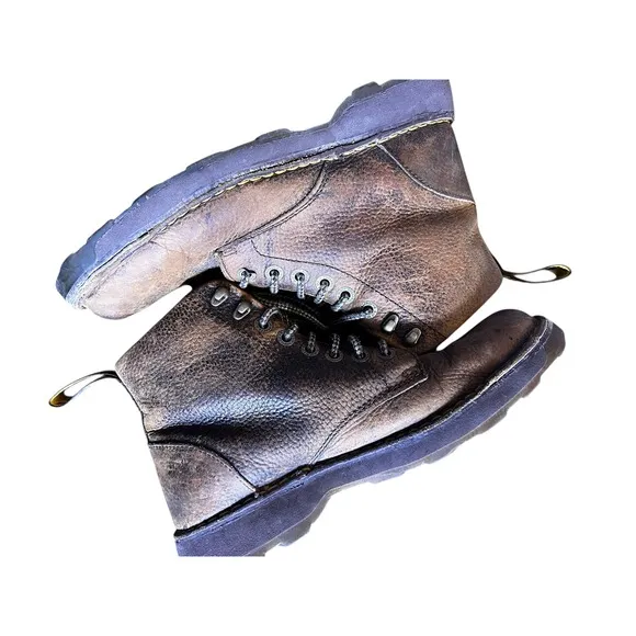 Dr. Martens Zachary Leather Ankle Boots Distressed Brown Lace Up Size 9 M Y2K