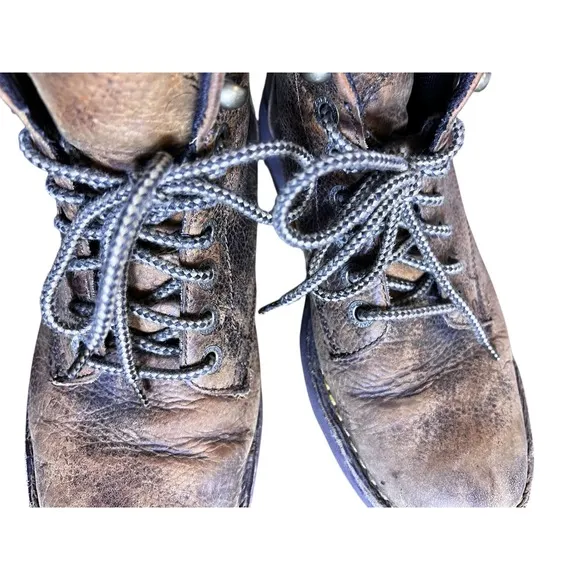 Dr. Martens Zachary Leather Ankle Boots Distressed Brown Lace Up Size 9 M Y2K