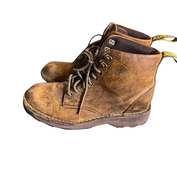 Dr. Martens Zachary Leather Ankle Boots Distressed Brown Lace Up Size 9 M Y2K