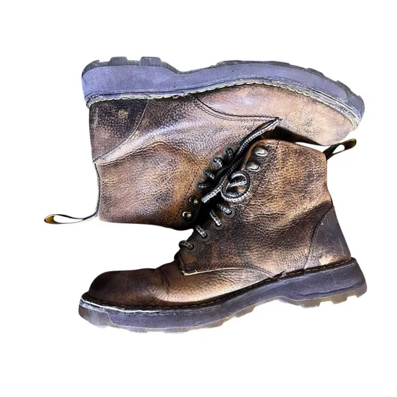 Dr. Martens Zachary Leather Ankle Boots Distressed Brown Lace Up Size 9 M Y2K