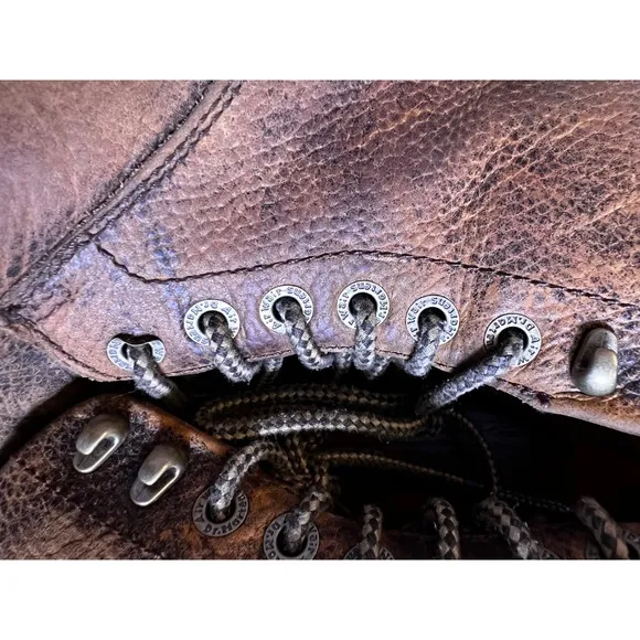 Dr. Martens Zachary Leather Ankle Boots Distressed Brown Lace Up Size 9 M Y2K