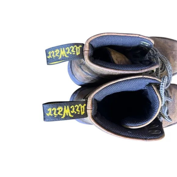 Dr. Martens Zachary Leather Ankle Boots Distressed Brown Lace Up Size 9 M Y2K