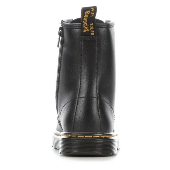 DR. MARTENS Zavala Jr. Leather Combat Boots- Excellent Pre-Owned, Black, Kid…