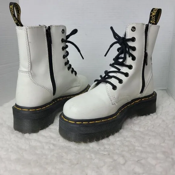 Dr. Martens Jadon Women's Boots Size 6.5  White Leather Platform Lace Up Shoes
