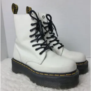Dr. Martens Jadon Women's Boots Size 6.5  White Leather Platform Lace Up Shoes