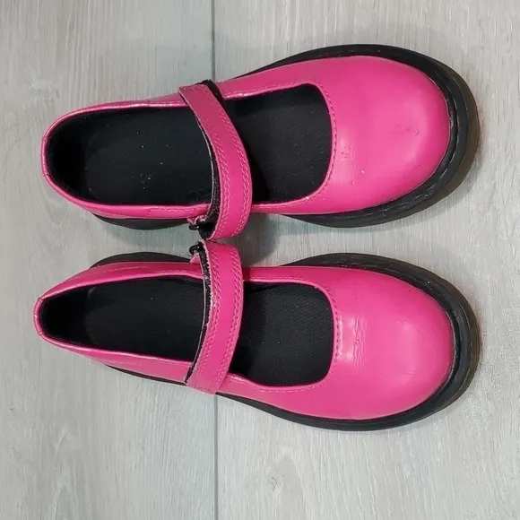 Dr.Martens Kids Girls Pink Tractor Platform Chunky Clogs Loafer shoes sz 2