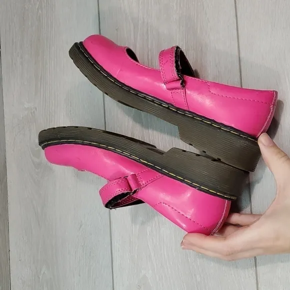 Dr.Martens Kids Girls Pink Tractor Platform Chunky Clogs Loafer shoes sz 2