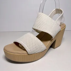 Dr. Scholls Womens Becca Wooden Platform Slingback Sandals in Tofu White 10M
