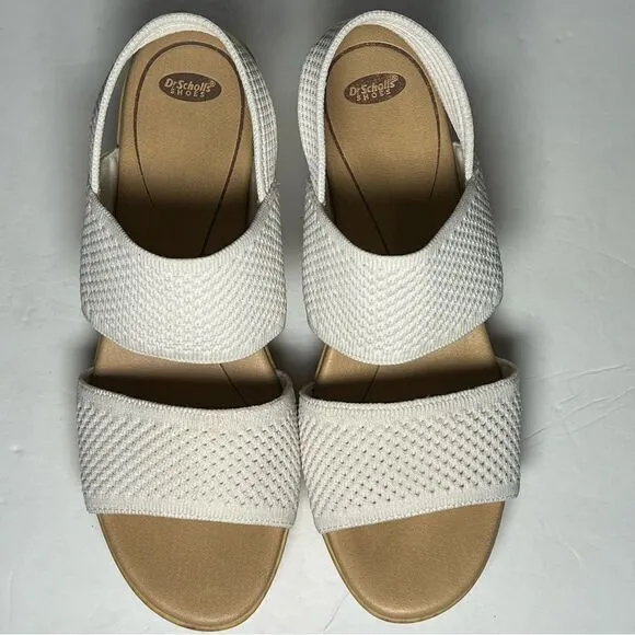 Dr. Scholls Womens Becca Wooden Platform Slingback Sandals in Tofu White 10M