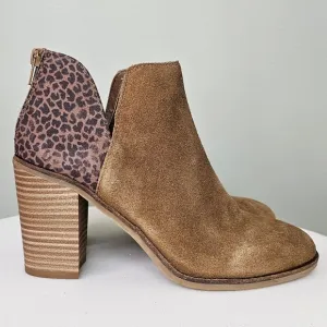 DV8 Dolce Vita Shai Leopard Tan Suede Heeled Bootie 7.5