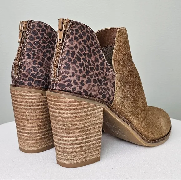 DV8 Dolce Vita Shai Leopard Tan Suede Heeled Bootie 7.5