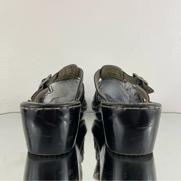 EASTLAND Vintage Y2K Black Leather Boho Floral Stitch Platform Fisherman Sandals
