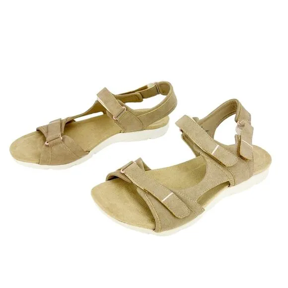 Easy Spirit Lake Tan Pink Hook &amp; Loop Closure Strappy Sandals Sz 9.5 Wide
