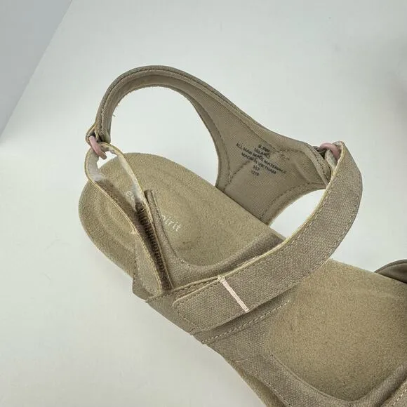 Easy Spirit Lake Tan Pink Hook &amp; Loop Closure Strappy Sandals Sz 9.5 Wide