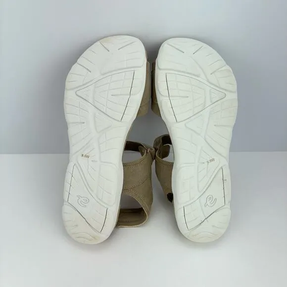 Easy Spirit Lake Tan Pink Hook &amp; Loop Closure Strappy Sandals Sz 9.5 Wide