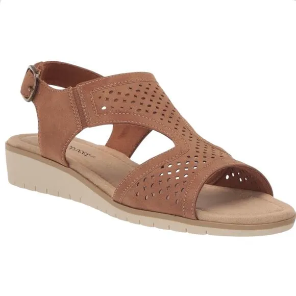 Easy Street Women's Alba Comfort Wedge Sandals Tan Size 6 1/2