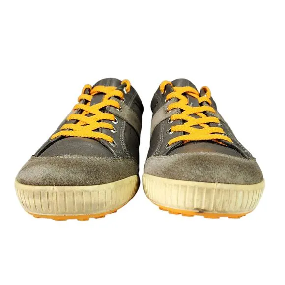 Ecco Golf Shoe 44 EU Men Gray Orange Street Retro Hydromax Leather Sneaker Prep