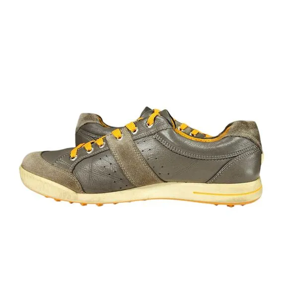 Ecco Golf Shoe 44 EU Men Gray Orange Street Retro Hydromax Leather Sneaker Prep