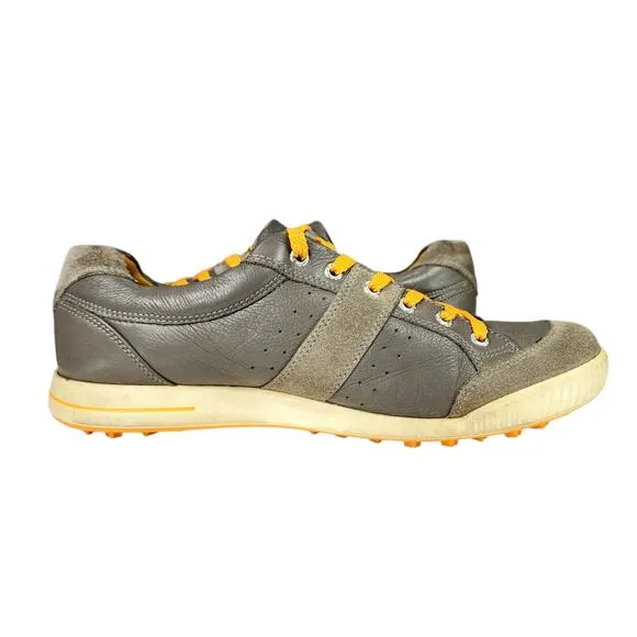 Ecco Golf Shoe 44 EU Men Gray Orange Street Retro Hydromax Leather Sneaker Prep