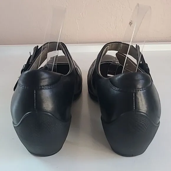 ECCO Mary Jane Low Heel Sculptured Buckle Black Leather Women’s Size EU40 US9.5