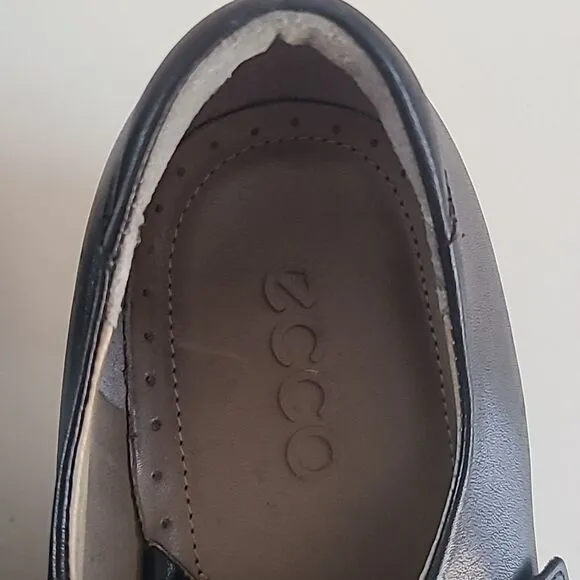 ECCO Mary Jane Low Heel Sculptured Buckle Black Leather Women’s Size EU40 US9.5