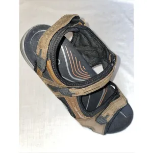 Ecco Men’s Strappy Sandals Sz 44 U.S. 11 M Brown Leather Hook &amp; Loop Athleisure