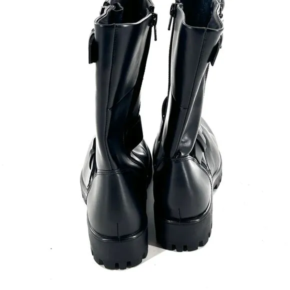 Ecco Modtray Moto Boots 5.5 36 Black NWOT Leather Ankle Booties Biker Grunge 90s