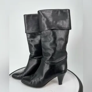 ECLISSE ITALIAN BLACK SOFT LEATHER VINTAGE BOOTS ALMOND TOE