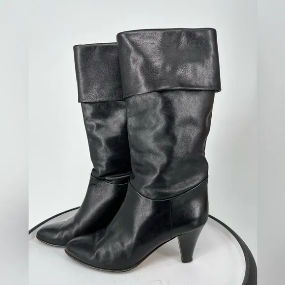 ECLISSE ITALIAN BLACK SOFT LEATHER VINTAGE BOOTS ALMOND TOE