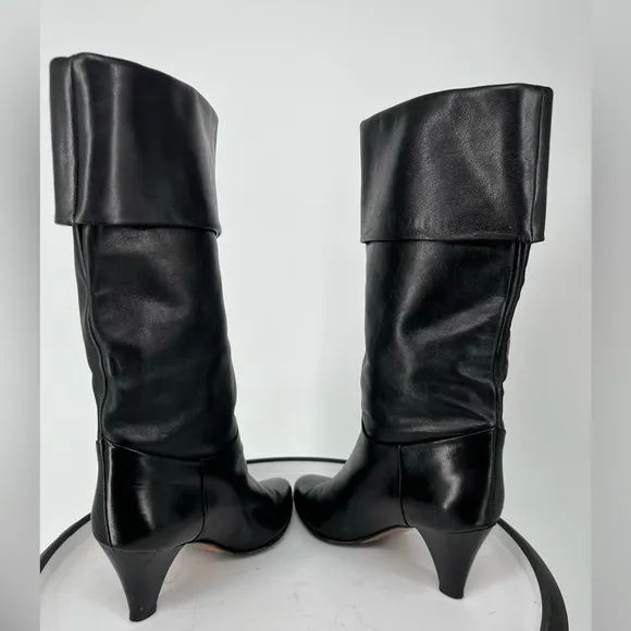ECLISSE ITALIAN BLACK SOFT LEATHER VINTAGE BOOTS ALMOND TOE