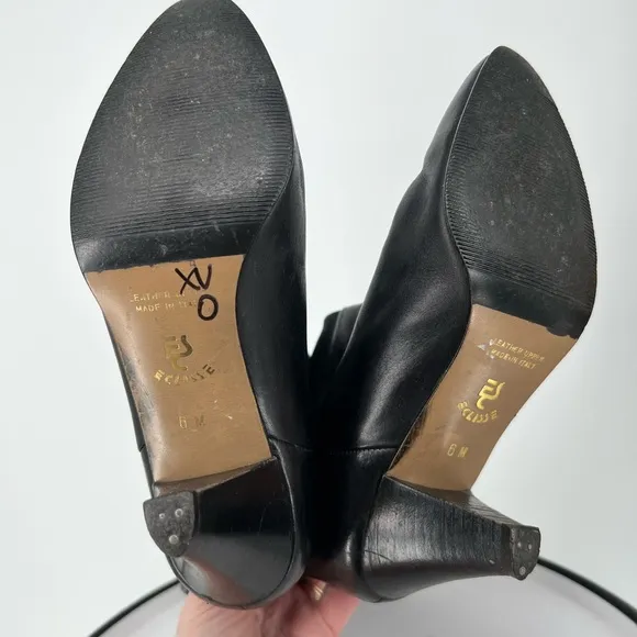 ECLISSE ITALIAN BLACK SOFT LEATHER VINTAGE BOOTS ALMOND TOE