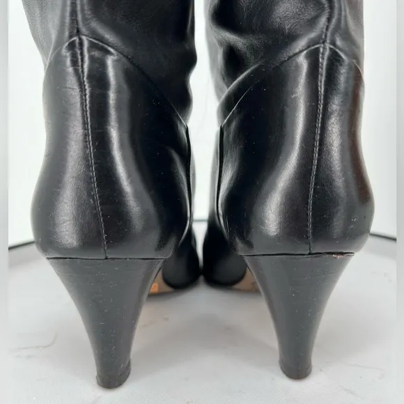 ECLISSE ITALIAN BLACK SOFT LEATHER VINTAGE BOOTS ALMOND TOE