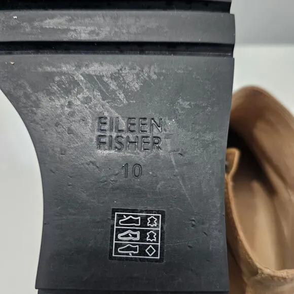 Eileen Fisher Cargo Ankle Boot Platform Wedge Savana Brown Suede Leather Size 10
