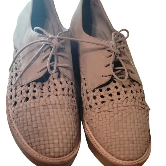 Eileen Fisher Platform Suede  Women’s Oxford Wedge Loafer Oath 9.5