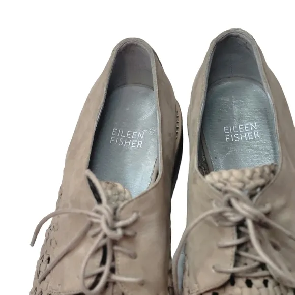 Eileen Fisher Platform Suede  Women’s Oxford Wedge Loafer Oath 9.5